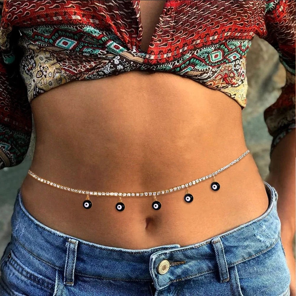 Boho Women's Rhinestone Eye Body Chain