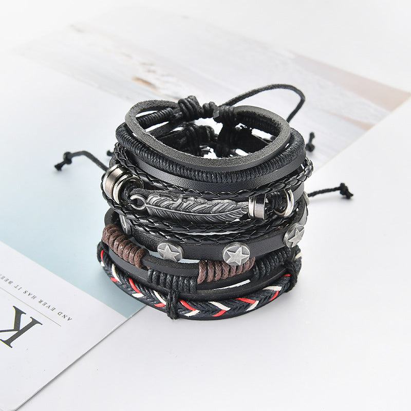 Mens Multilayer Leather Bracelet