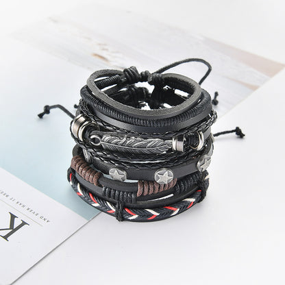 Mens Multilayer Leather Bracelet