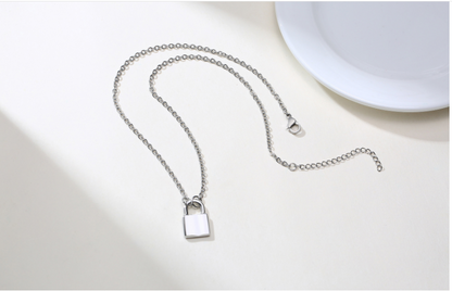 Stainless steel lock pendant necklace