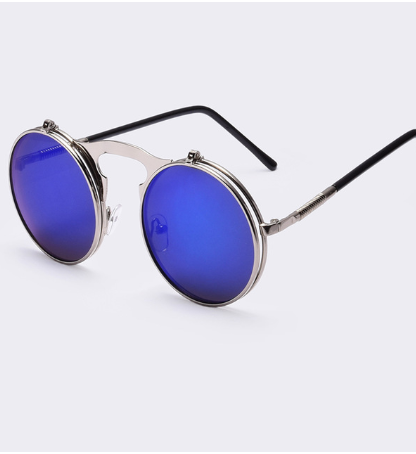 Retro flip cover polarized Unisex Metal Sunglasses