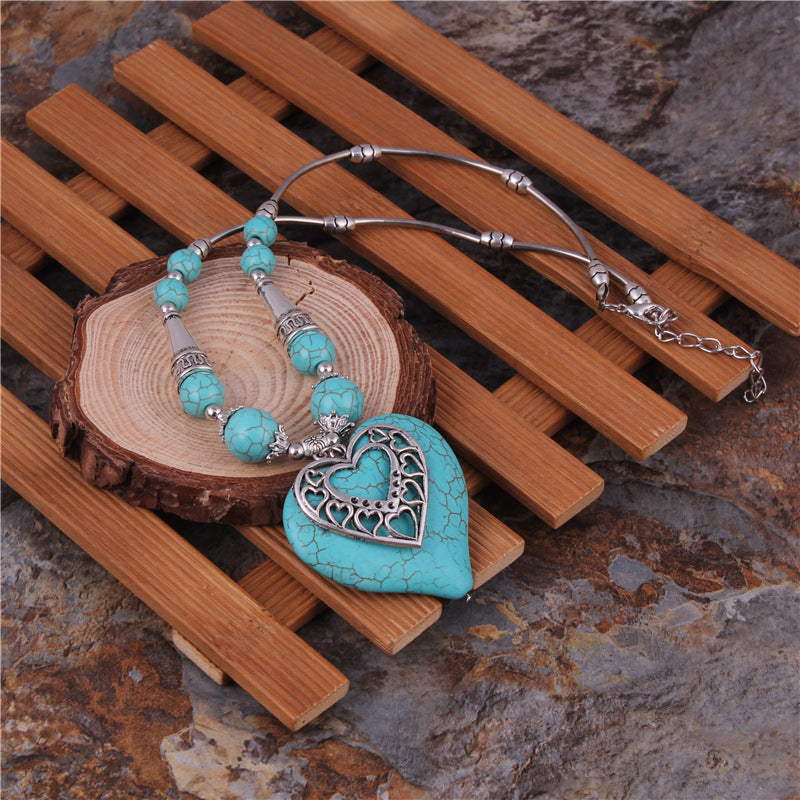 Love Turquoise Short Alloy Necklace