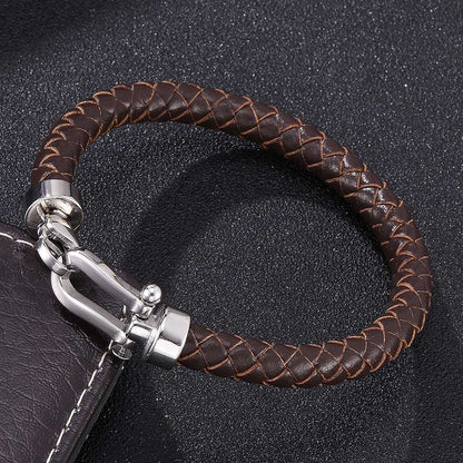 Men's Stainless Steel Leather Buckle Bracelet