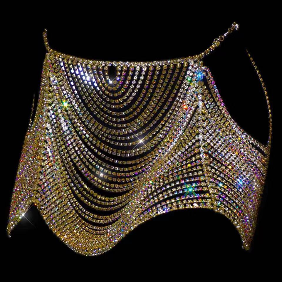 Shiny Multilayer Rhinestone Body Chain Nightclub