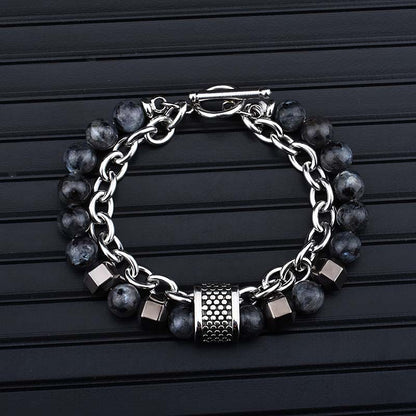 Stainless Steel Men's Black Gallstone Bracelet