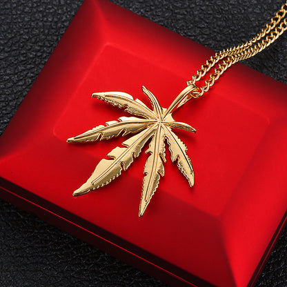 Hot Sale Hip Hop Alloy Maple Leaf Pendant Necklace