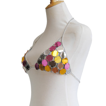 Colorful Sequins Beach Bikini Body Dress Chest Chain