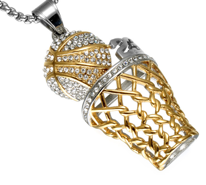 Basketball & Hoop Blinged-out Chain / Necklace