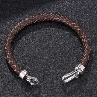 Men's Stainless Steel Leather Buckle Bracelet