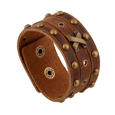 Vintage Men's Rivet Leather Bracelet