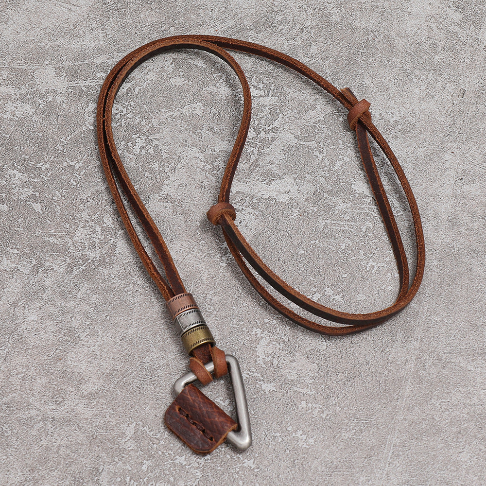 Leather Necklace European And American Style Brown Trendy Men's Collar