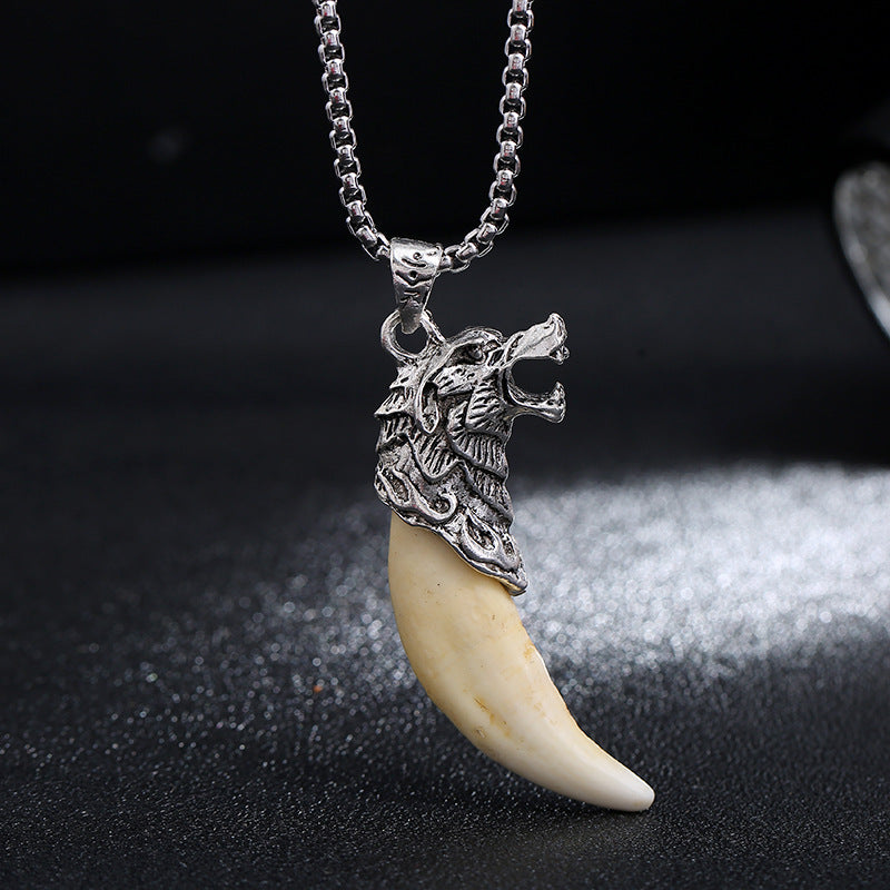 Wolf Tooth Pendant Titanium Steel Necklace