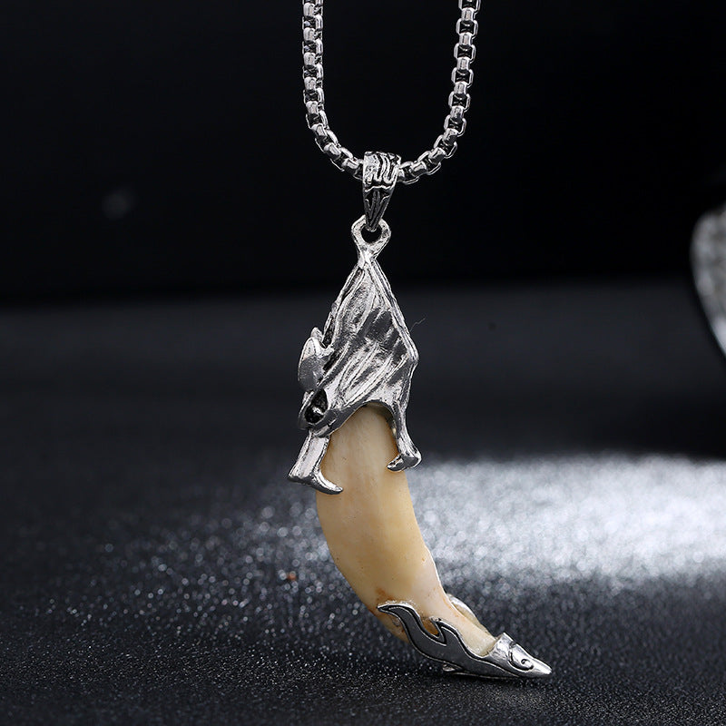 Wolf Tooth Pendant Titanium Steel Necklace