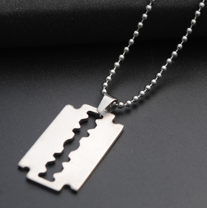 Mens Fashionable Razor Blade Necklace