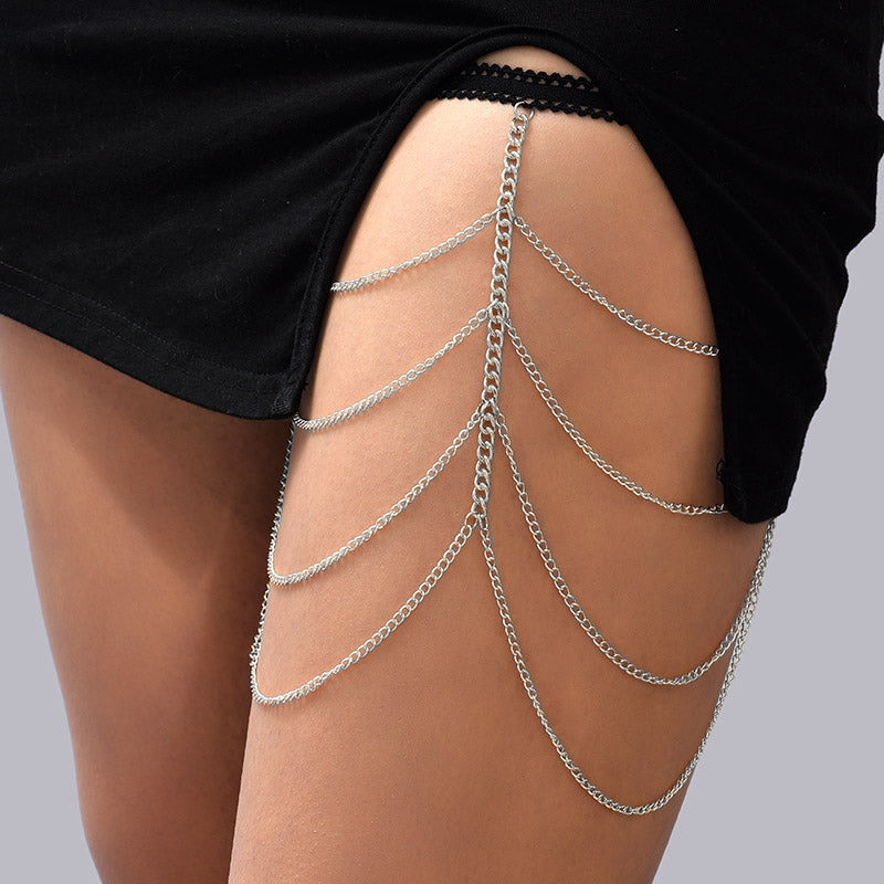 Body Chain Simple Tassel Full Drill Multi-layer Leg Chain