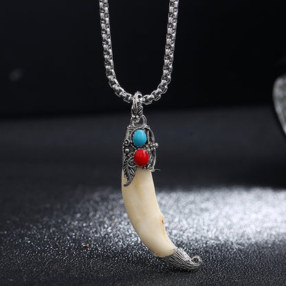 Wolf Tooth Pendant Titanium Steel Necklace