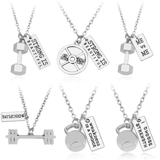 Gym & Fitness Exercise Weightlifting Slogan Pendant necklace