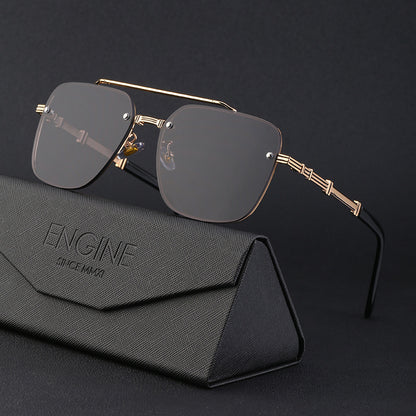 Men's Fashion Frameless Retro Large Frame Sunglasses