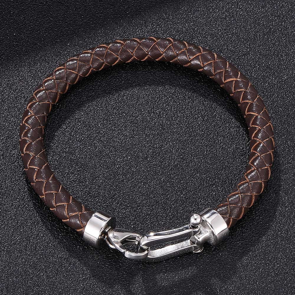 Men's Stainless Steel Leather Buckle Bracelet