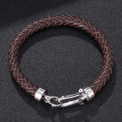 Men's Stainless Steel Leather Buckle Bracelet