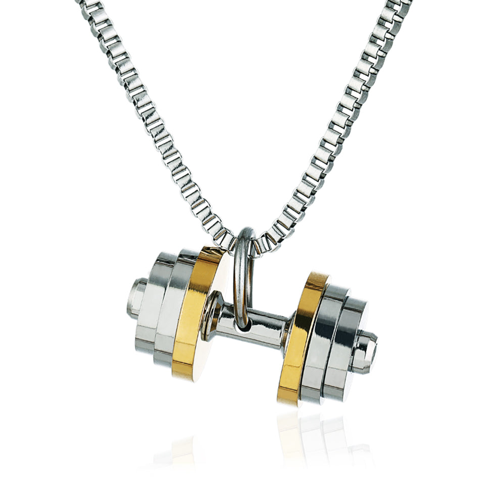 Reversible Trendy Domineering Titanium Steel Dumbbell Necklace