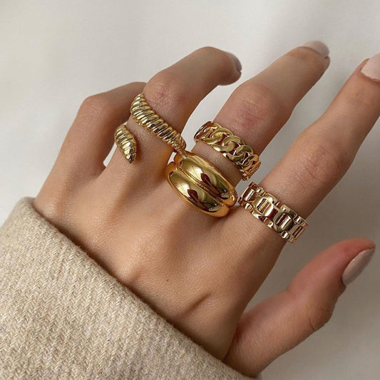 Vintage Electroplating Snake Knuckle Rings 4 Piece Set For Women