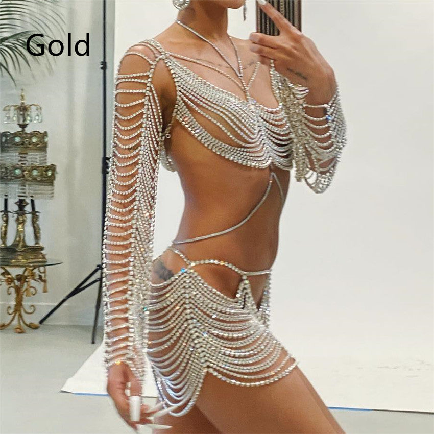 Shiny Multilayer Rhinestone Body Chain Nightclub