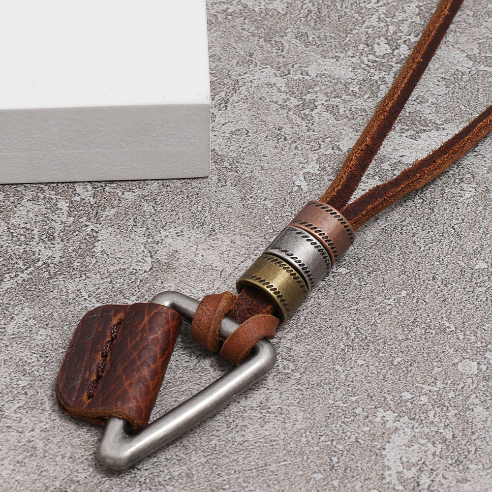 Leather Necklace European And American Style Brown Trendy Men's Collar