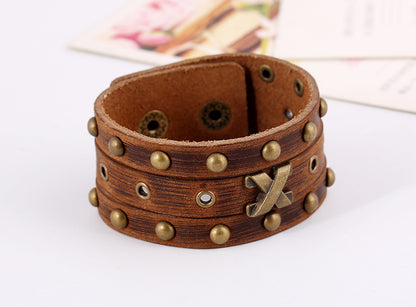 Vintage Men's Rivet Leather Bracelet