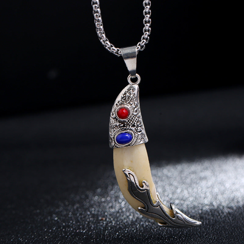 Wolf Tooth Pendant Titanium Steel Necklace