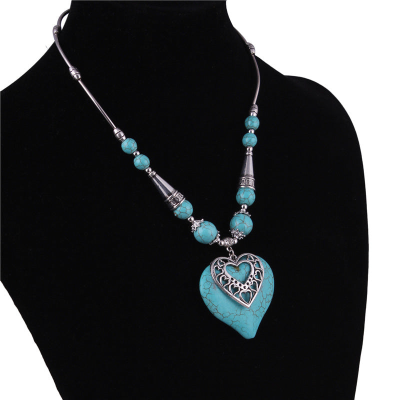 Love Turquoise Short Alloy Necklace