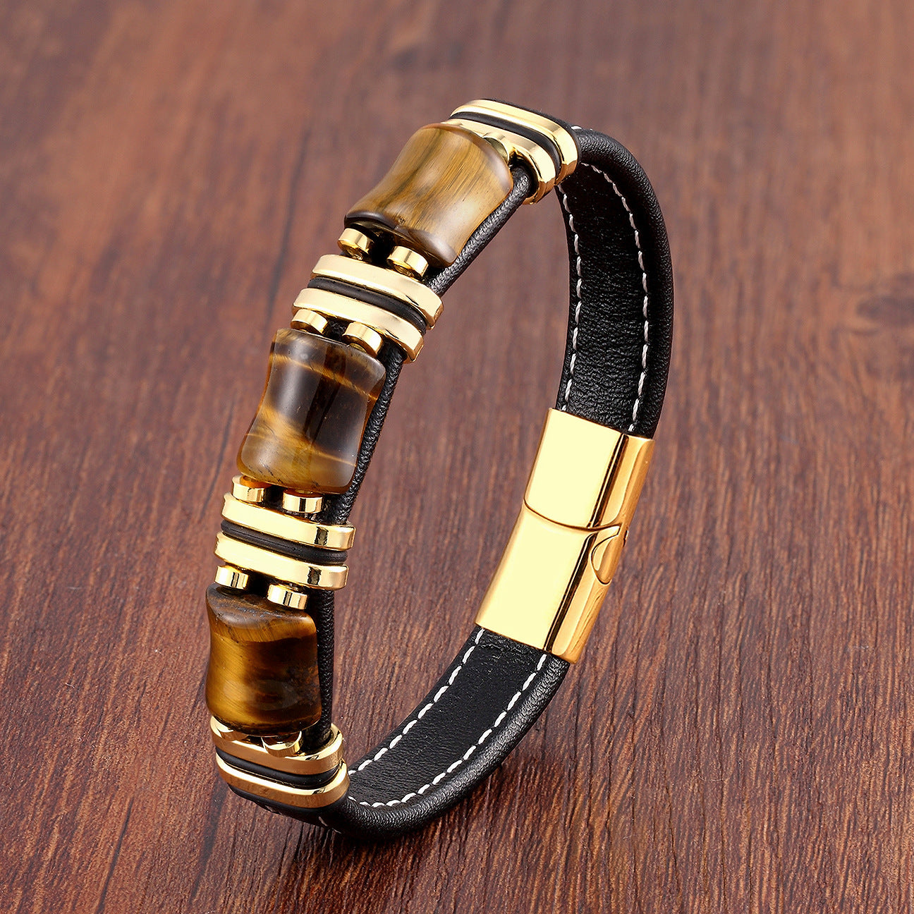 Fashion Stainless Steel Leather Rope Bracelet