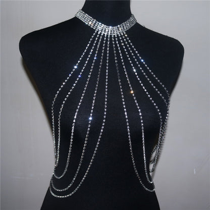 Multi-layer Rhinestone Tassel Body Chain Beach