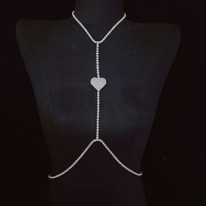 Fashion Shiny Rhinestone Chest Suspender Necklace Women