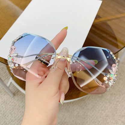 Women's Fashion Rimless Cut Edge Diamond Sunglasses