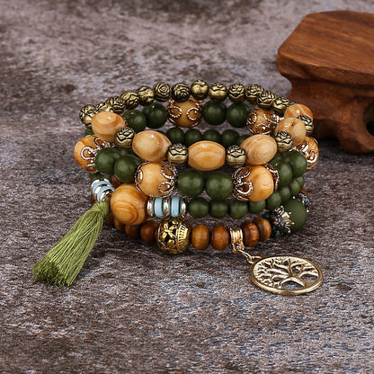 Boho Multilayer Wooden  Stretch Bracelet