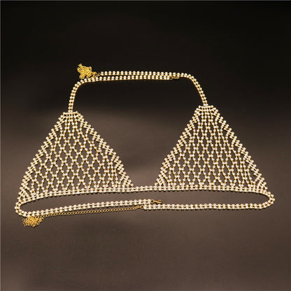 Rhinestone Mesh Sling Chest Chain Body Chain