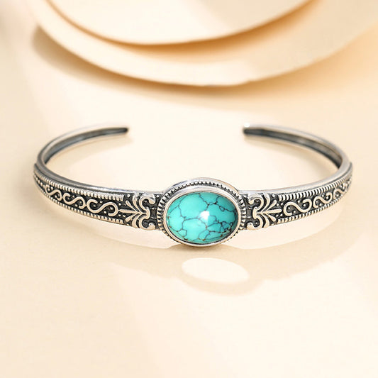 Retro Pattern Inlaid Turquoise Bracelet