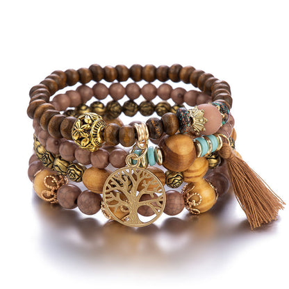 Boho Multilayer Wooden  Stretch Bracelet