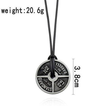 Sports Fitness Barbell Plate 20kg Necklace Inspirational