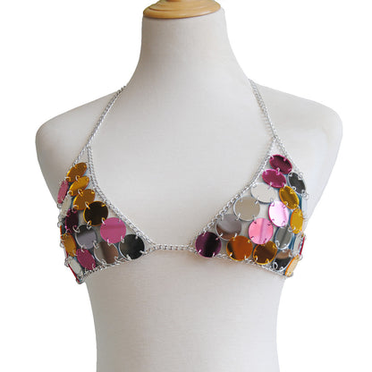 Colorful Sequins Beach Bikini Body Dress Chest Chain