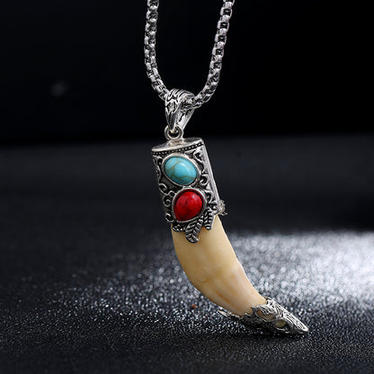 Wolf Tooth Pendant Titanium Steel Necklace