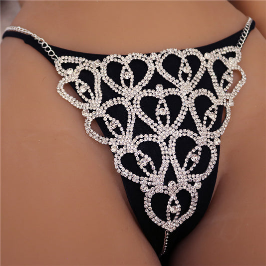 Accessories Rhinestone Claw Chain Body Chain Heart Shaped Sexy Bikini Panties