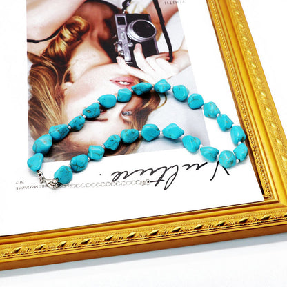 Women's Irregular Turquoise Beaded Necklace