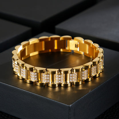 Men's Stainless Steel Electroplated Diamond Bracelet