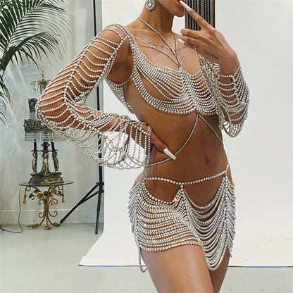 Shiny Multilayer Rhinestone Body Chain Nightclub