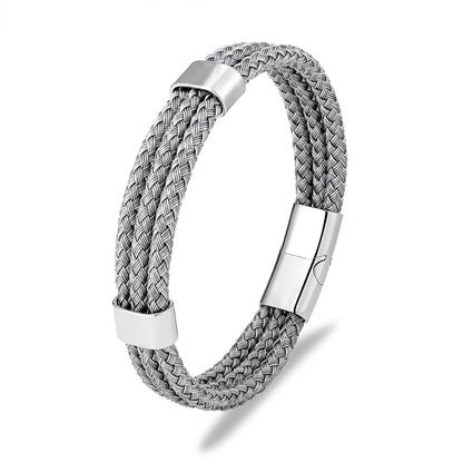 Stainless Steel Bracelet Men's Steel Wire Braided Multi-layer