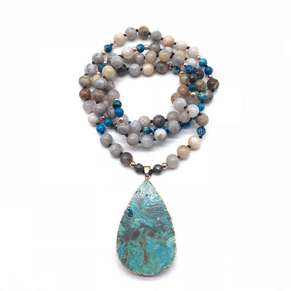 Fashion Ocean Stone Pendant Crystal Necklace