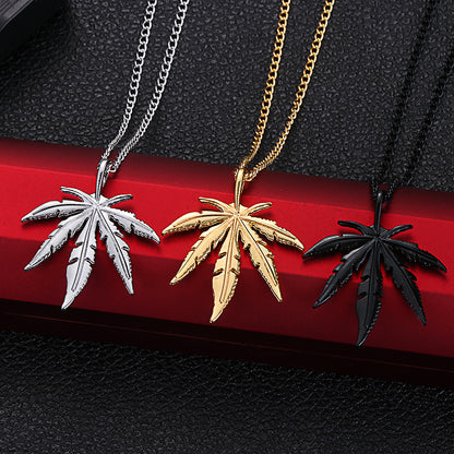 Hot Sale Hip Hop Alloy Maple Leaf Pendant Necklace