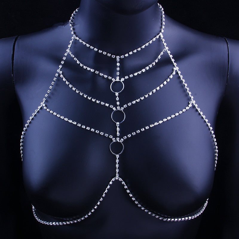 Fashionable Rhinestone Body Chain Creative Nightclub Show Costumes